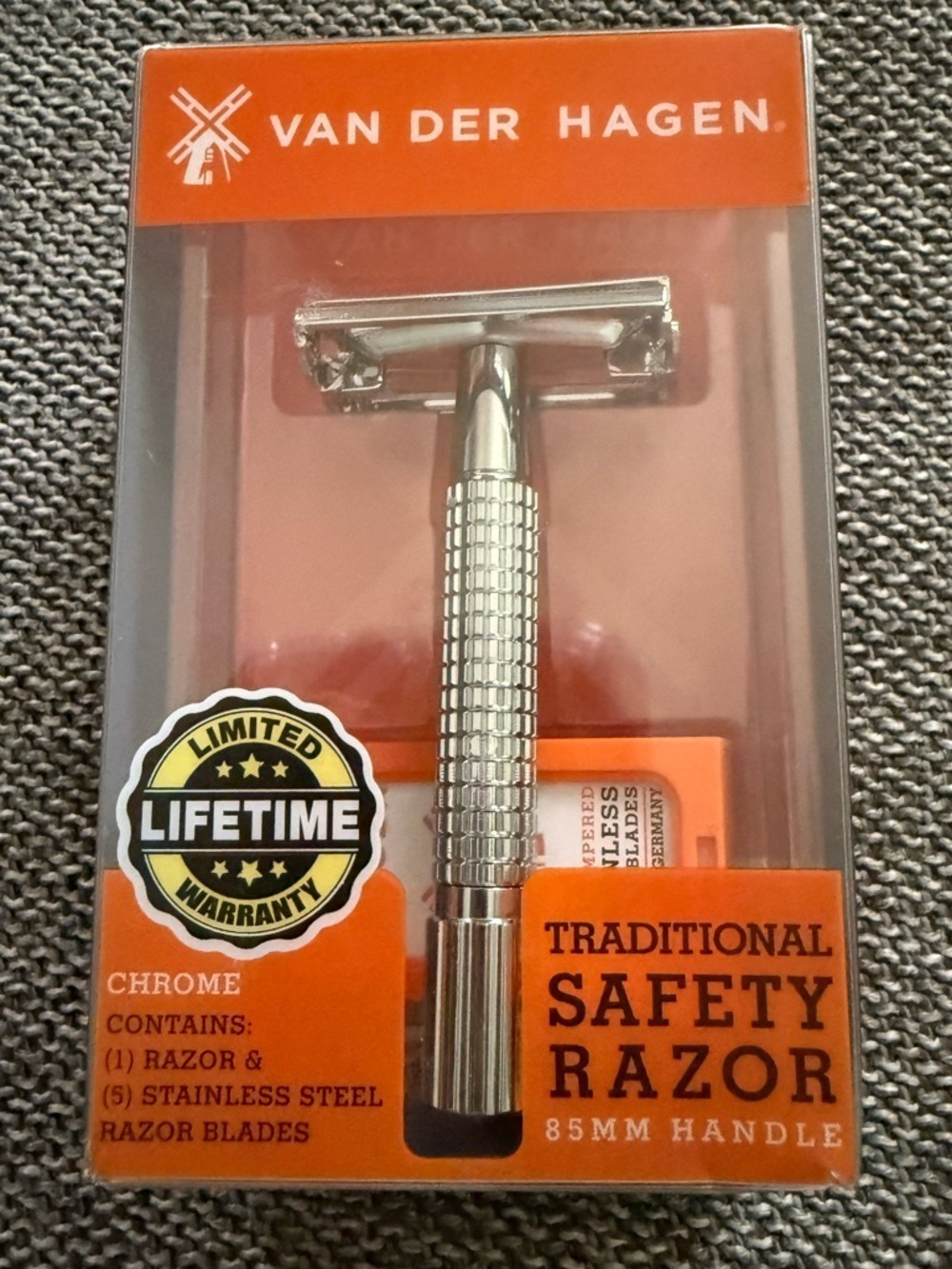 Van Der Hagen Traditional Safety 5-Blade Razor, for All Skin Types Men 1 Pack